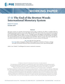17-11 the End of the Bretton Woods International Monetary System