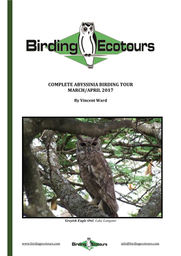 Complete Abyssinia Birding Tour March/April 2017
