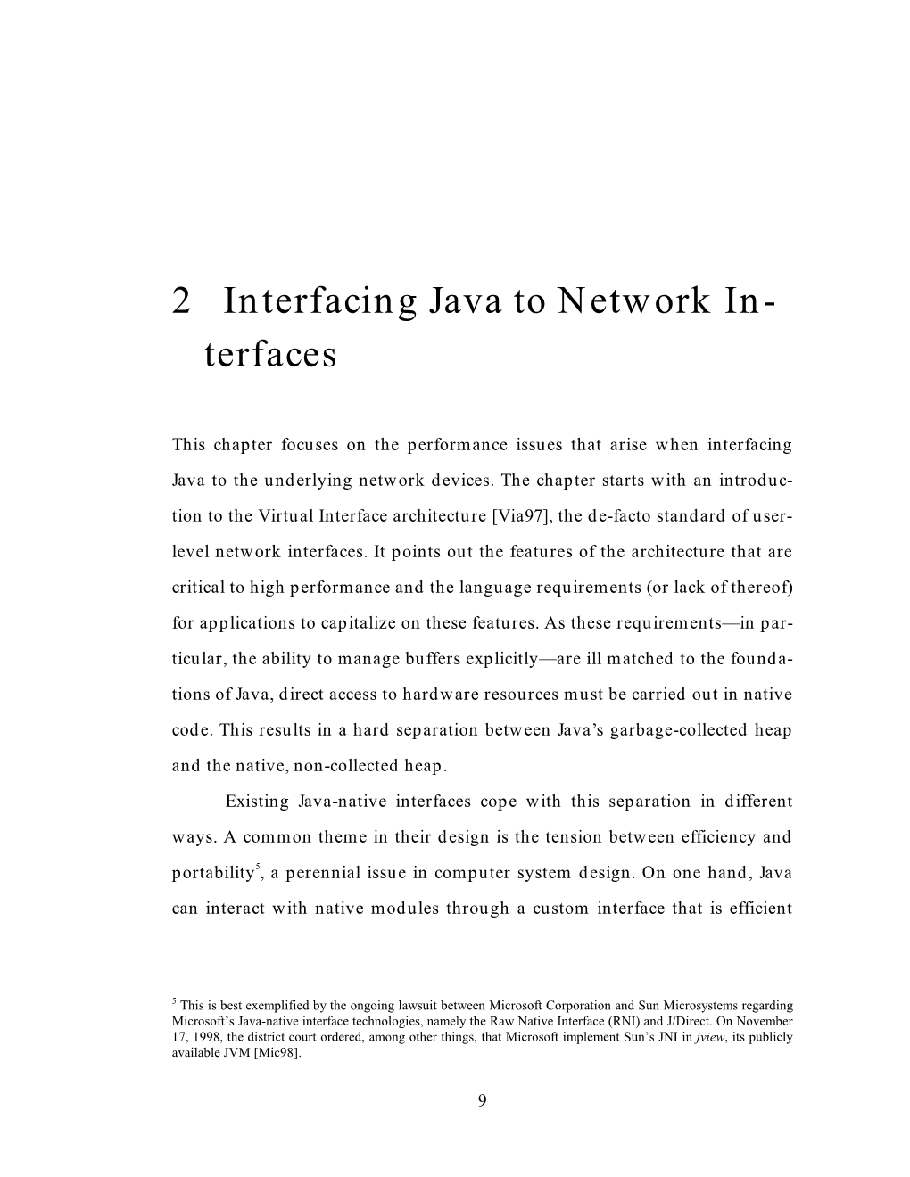 2 Interfacing Java to Network In- Terfaces