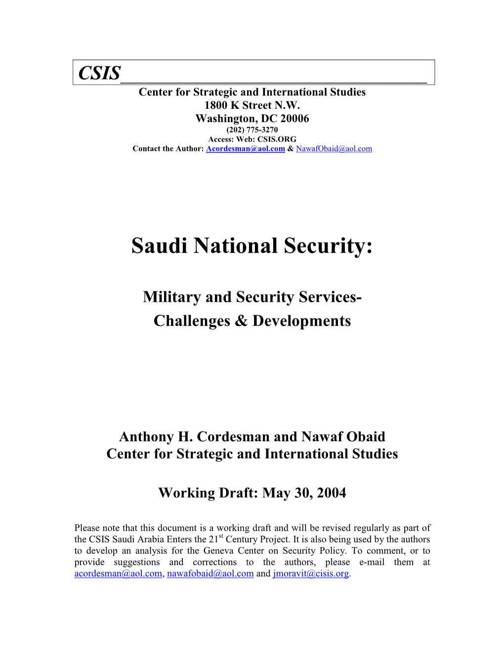 Saudi National Security