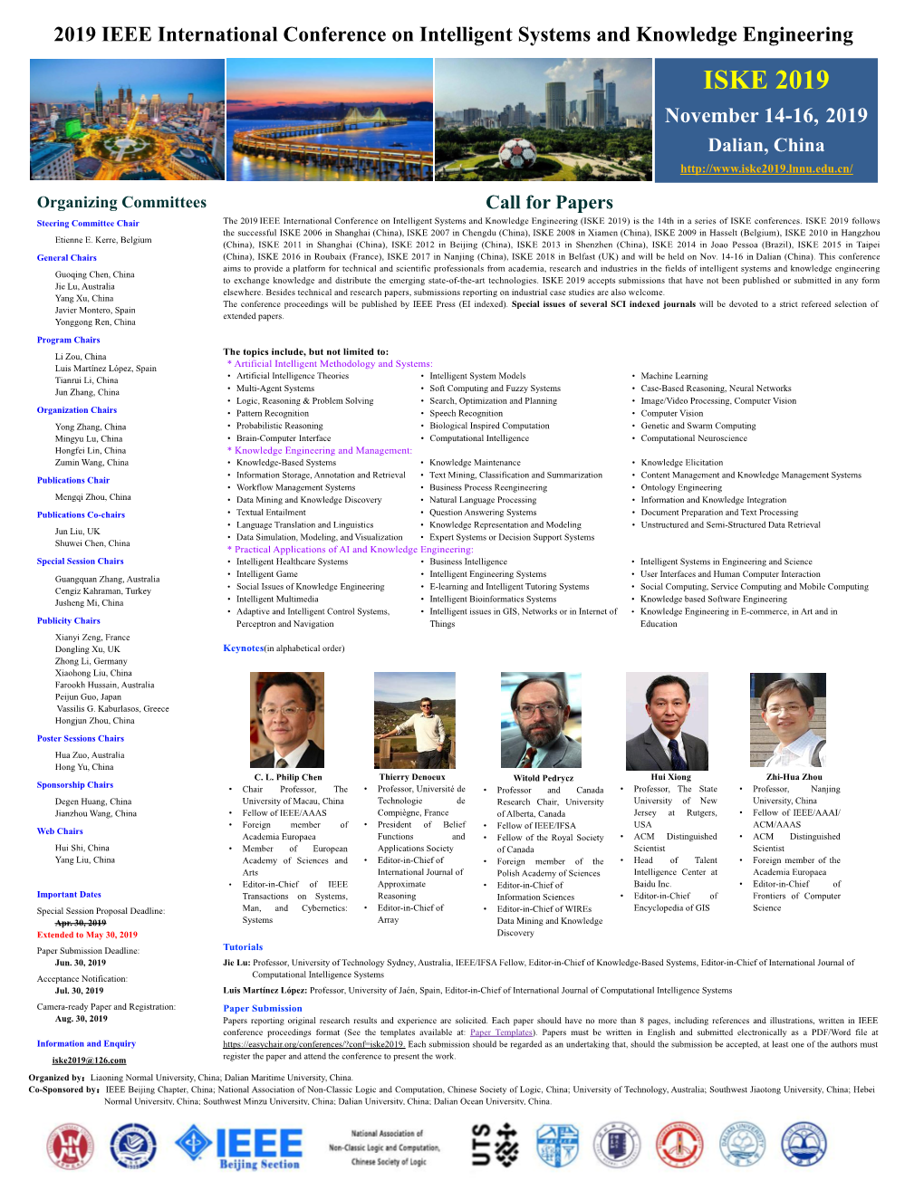 2019 IEEE International Conference on Intelligent Systems and Knowledge Engineering ISKE 2019 November 14-16, 2019 Dalian, China