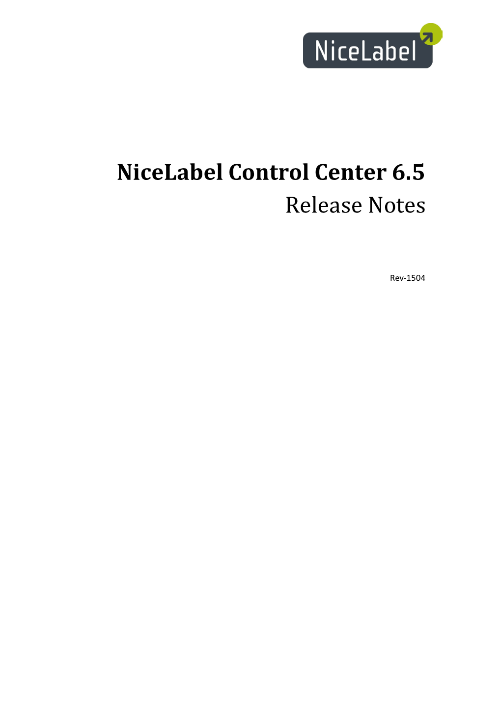 Release Notes for Nicelabel Control Center 6.5 Pg 1