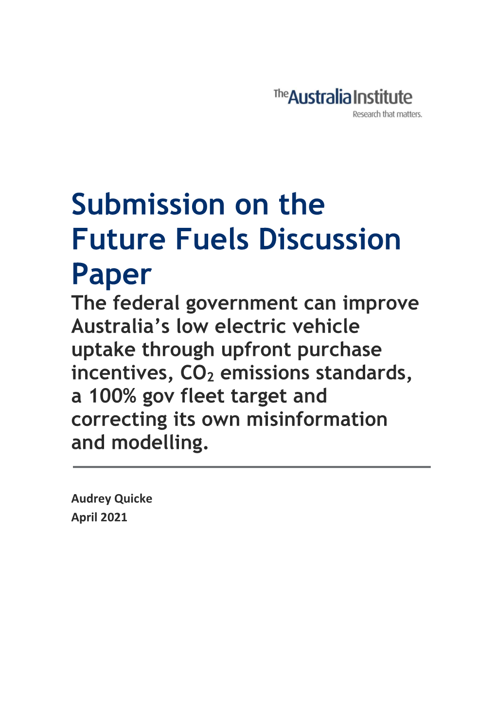 Submission on the Future Fuels Discussion Paper