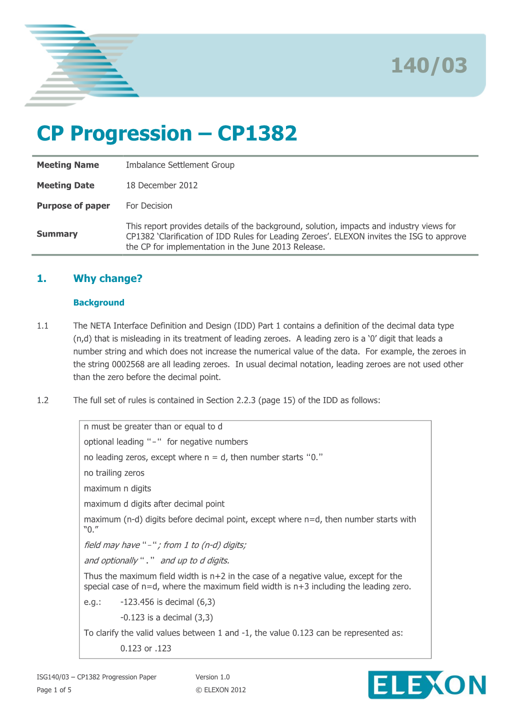 CP1382 'Clarification of IDD Rules for Leading Zeroes'