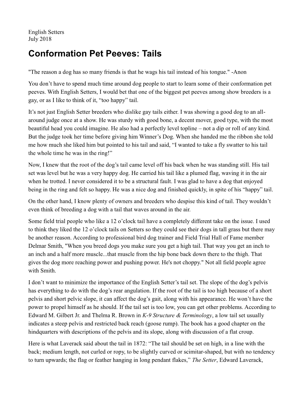 Conformation Pet Peeves: Tails