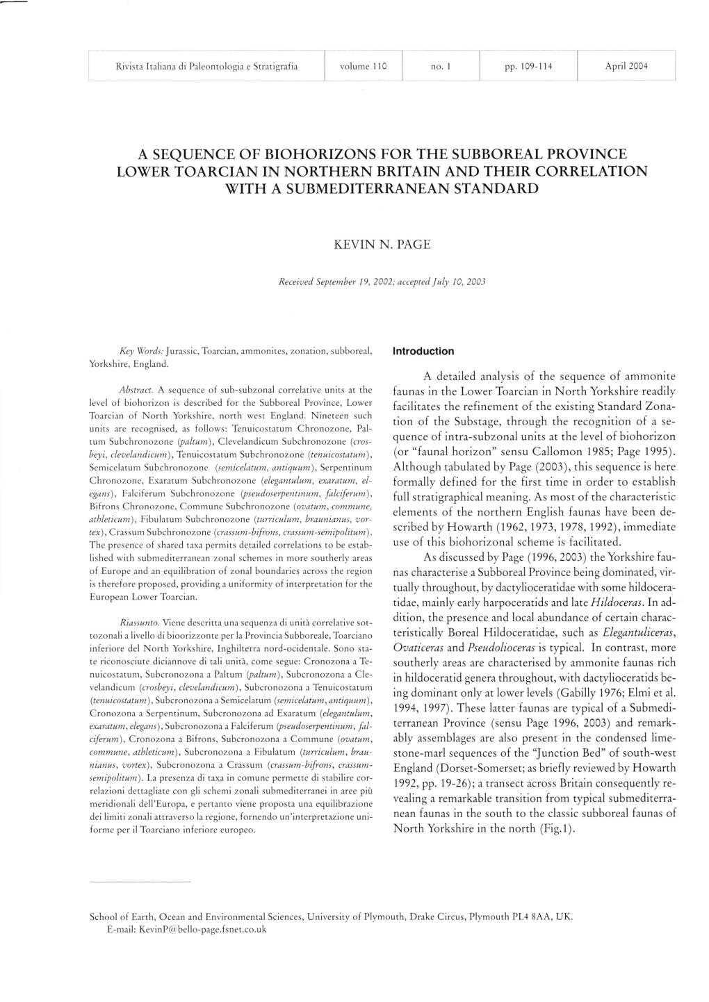 Lo\Ter Toarcian in Northern Britain and Their Correlation \Tith a Submediterranean Standard