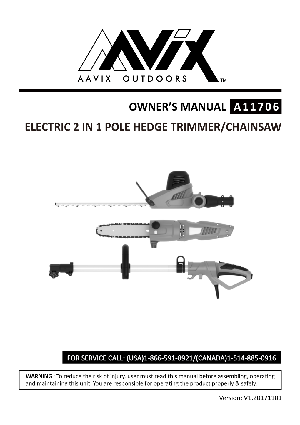 Electric 2 in 1 Pole Hedge Trimmer/Chainsaw