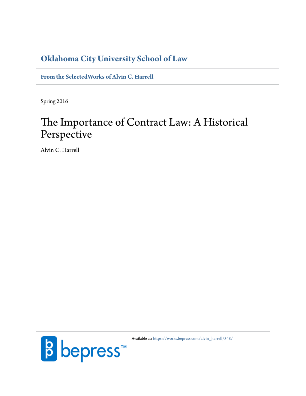 The Importance of Contract Law: a Historical Perspective