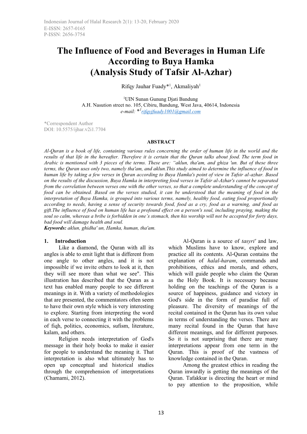 Analysis Study of Tafsir Al-Azhar)