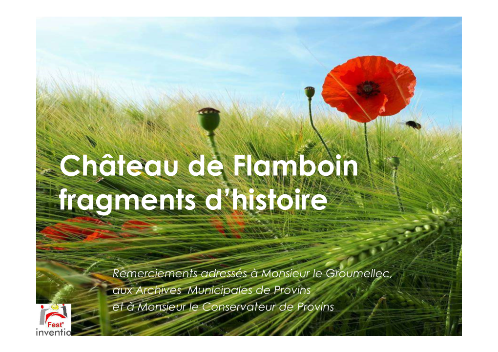 Château De Flamboin Fragments D'histoire