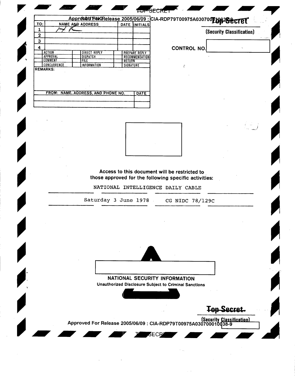 (Security Classification) 4 CONTROL NO. Access to This Document