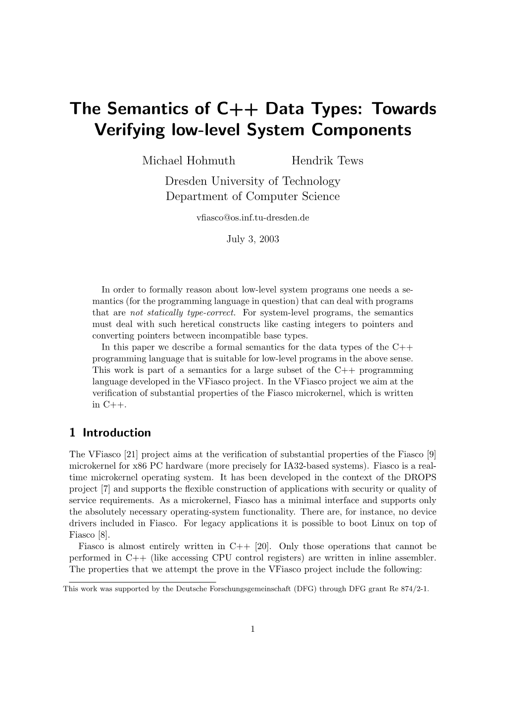 The Semantics of C++ Data Types: Towards Verifying Low-Level System Components