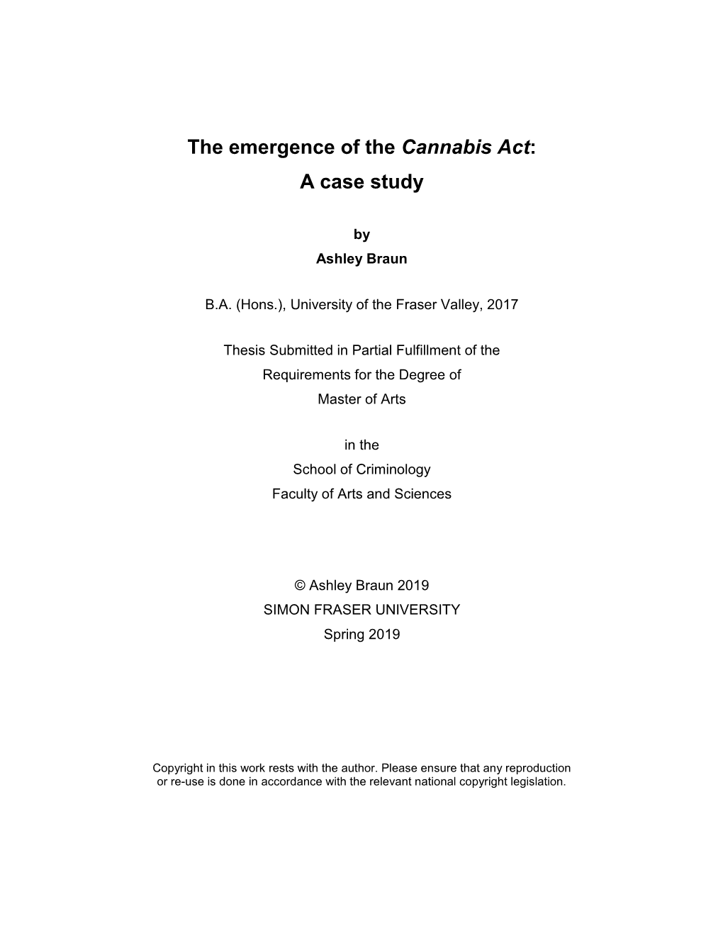 The Emergence of the Cannabis Act: a Case Study