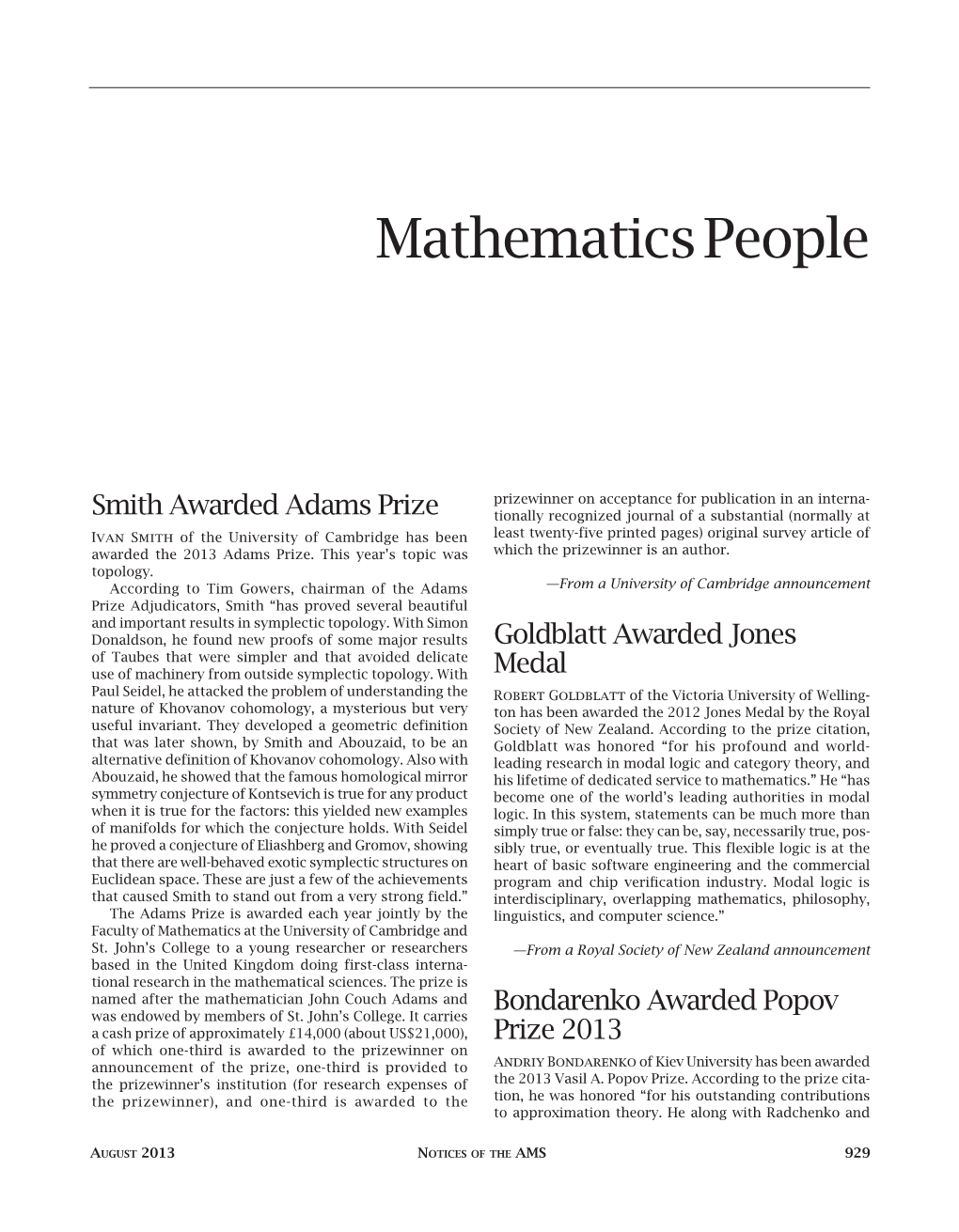 Mathematics People