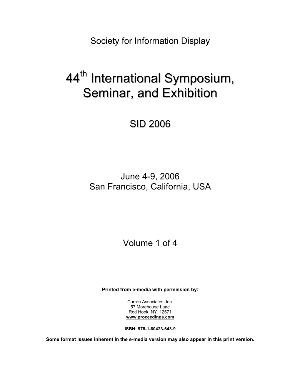 44 International Symposium, Seminar, and Exhibition