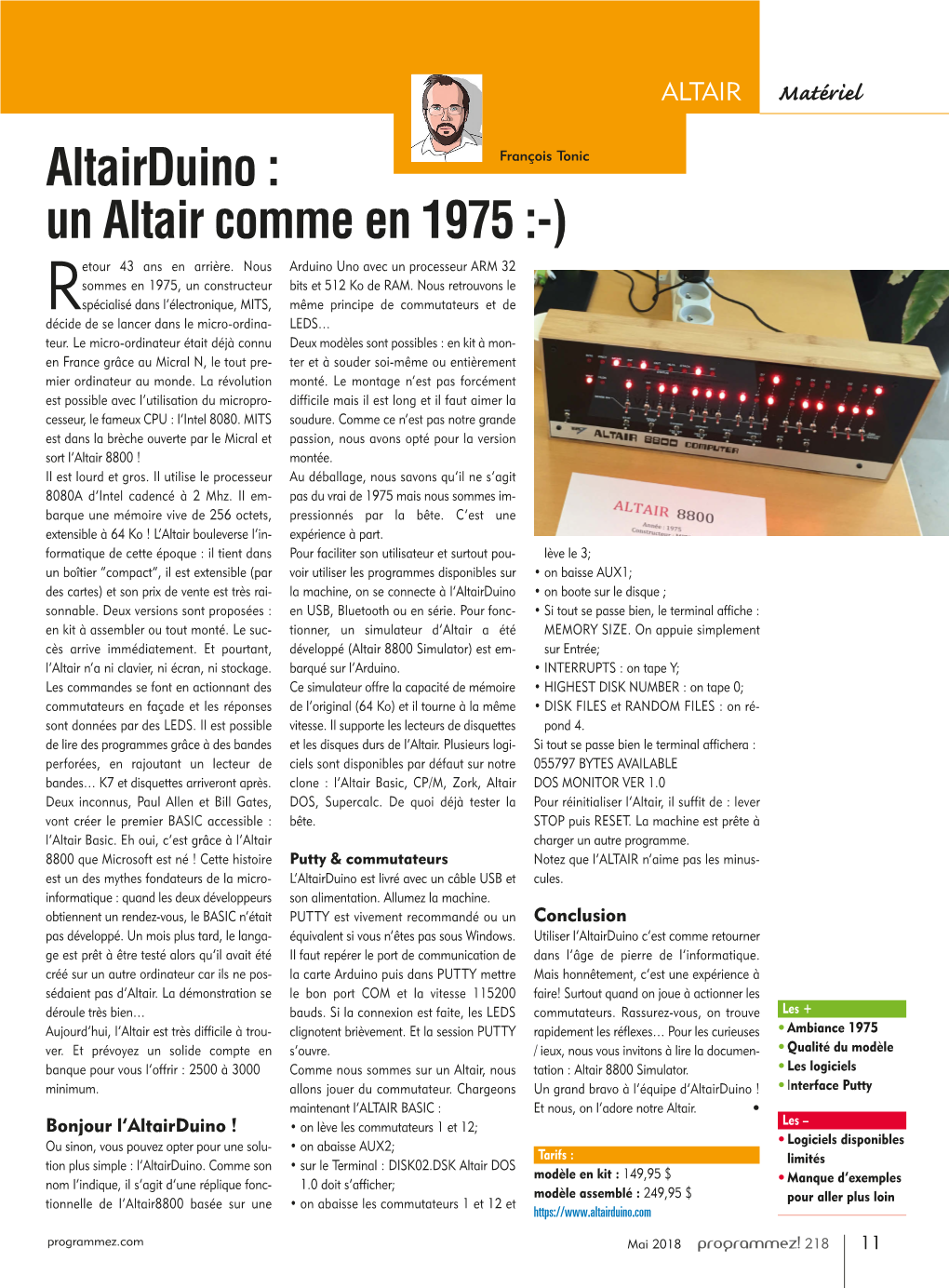 Altairduino : Un Altair Comme En 1975