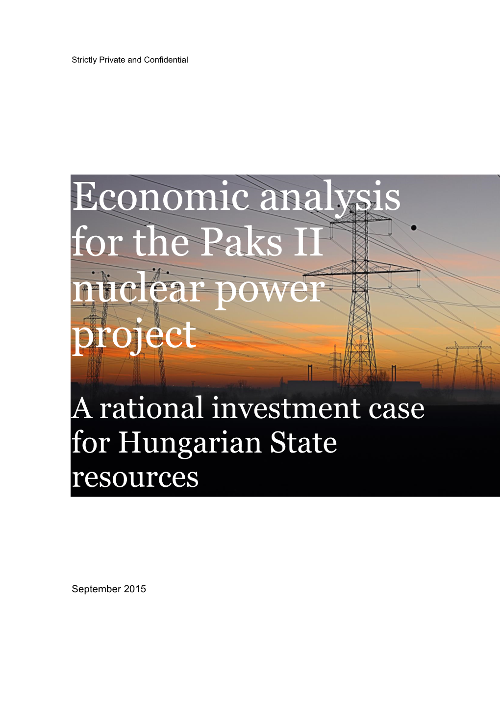 Economic Analysis for the Paks II Nuclear Power Project