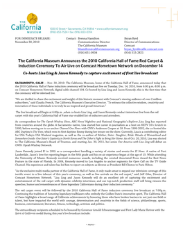 The California Museum Announces the 2010 California Hall of Fame