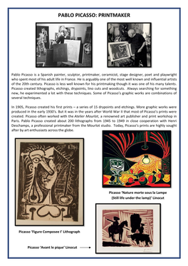 Printmakers Poster – Pablo Picasso and Kevin Gilbert