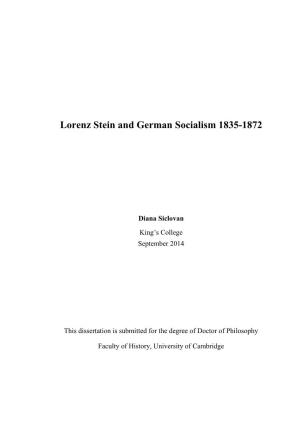 Lorenz Stein and German Socialism 1835-1872