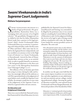 Swami Vivekananda in India's Supreme Court Judgements