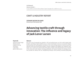 Advancing Textile Craft Through Innovation: the Influence and Legacy of Jack Lenor Larsen
