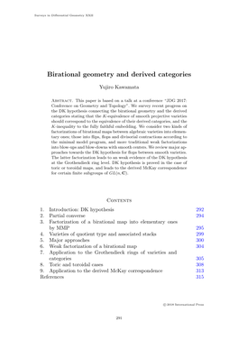 Birational Geometry and Derived Categories