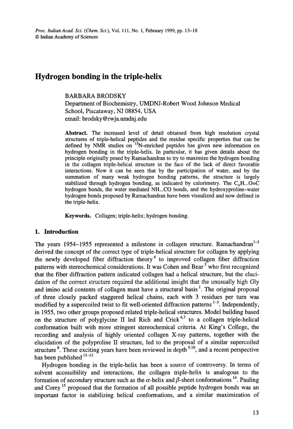 Hydrogen Bonding in the Triple-Helix