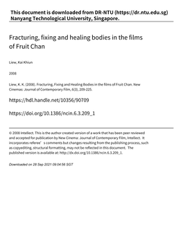 Fracturing, Fixing and Healing Bodies in the Films of Fruit Chan