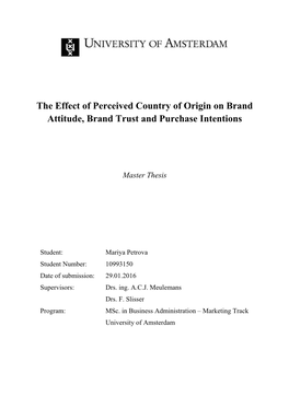 The Effect of Perceived Country of Origin on Brand Attitude, Brand Trust and Purchase Intentions