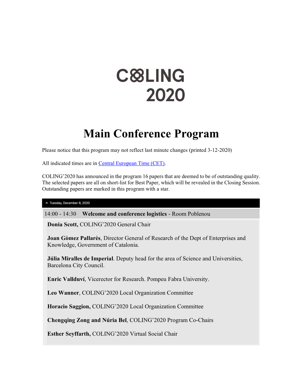 Programme | COLING'2020