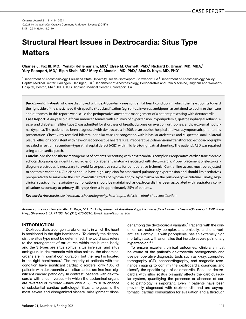 Structural Heart Issues in Dextrocardia: Situs Type Matters