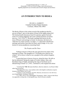 An Introduction to Hosea