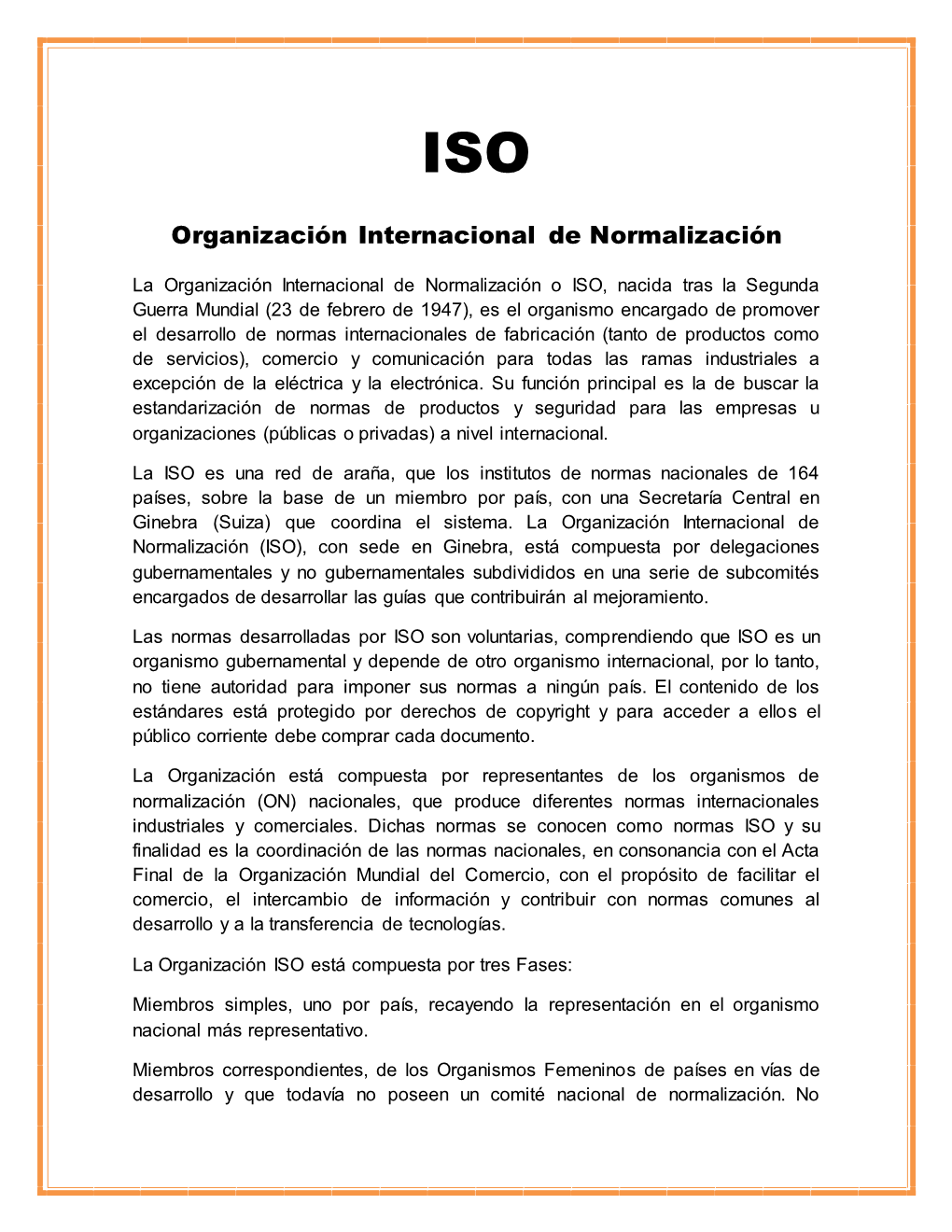 Organización Internacional De Normalización