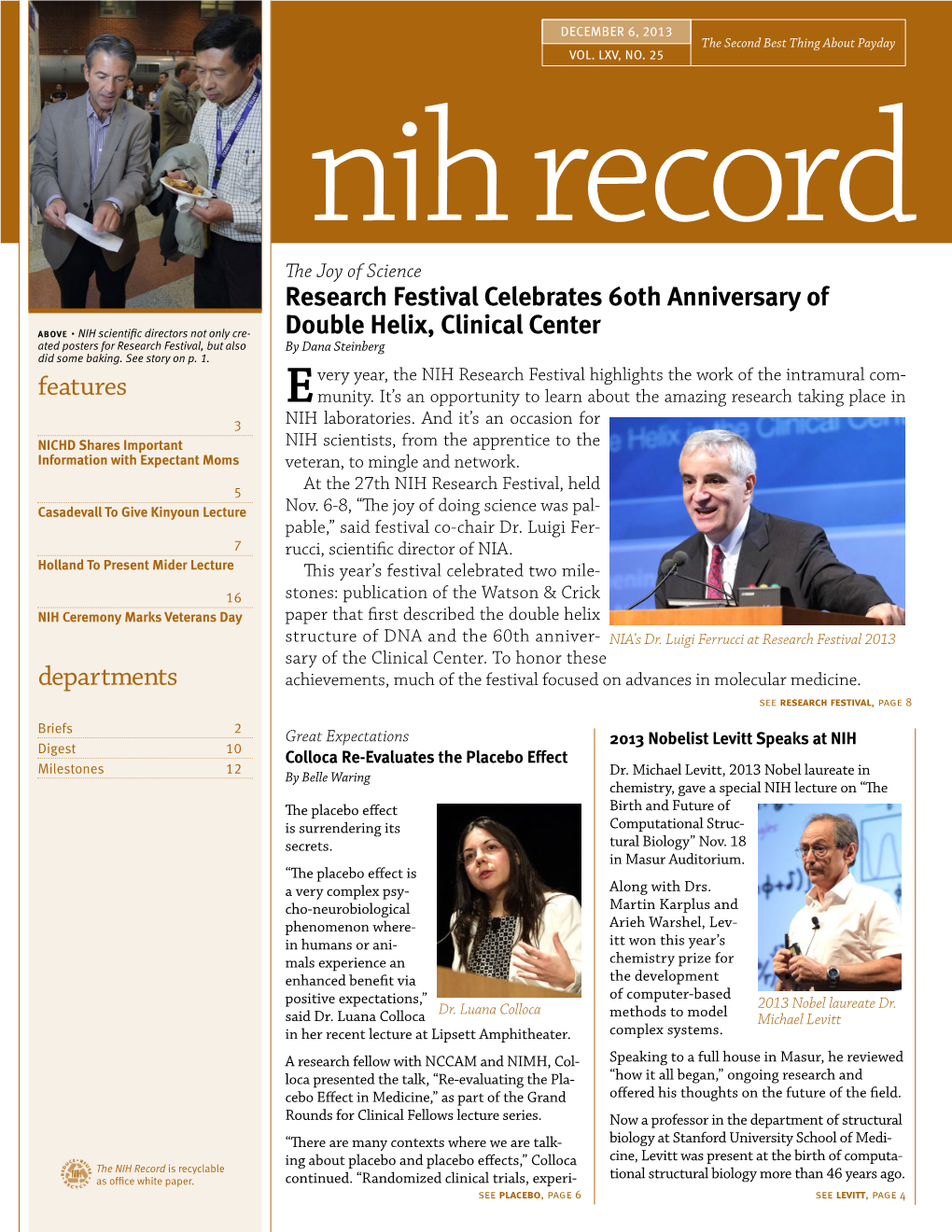 December 6, 2013, NIH Record, Vol. LXV, No. 25