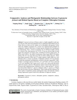 Comparative Analyses and Phylogenetic Relationships Between Cryptomeria Fortunei and Related Species Based on Complete Chloroplast Genomes