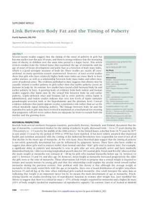 Link Between Body Fat and the Timing of Puberty