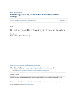 Persistence and Polychronicity in Roman Churches Dale Kinney Bryn Mawr College, Dkinney@Brynmawr.Edu