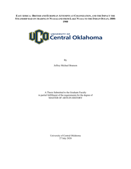 By Jeffrey Michael Branson a Thesis Submitted to the Graduate Faculty
