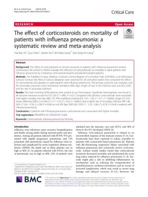 The Effect of Corticosteroids on Mortality of Patients with Influenza