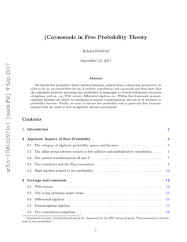 (Co) Monads in Free Probability Theory