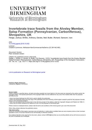 University of Birmingham Invertebrate Trace Fossils from The