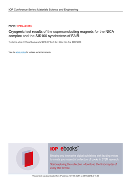 Cryogenic Test Results of the Superconducting Magnets for the NICA Complex and the SIS100 Synchrotron of FAIR