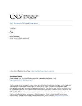 UNLV Retrospective Theses & Dissertations 1-1-2003 Andrew