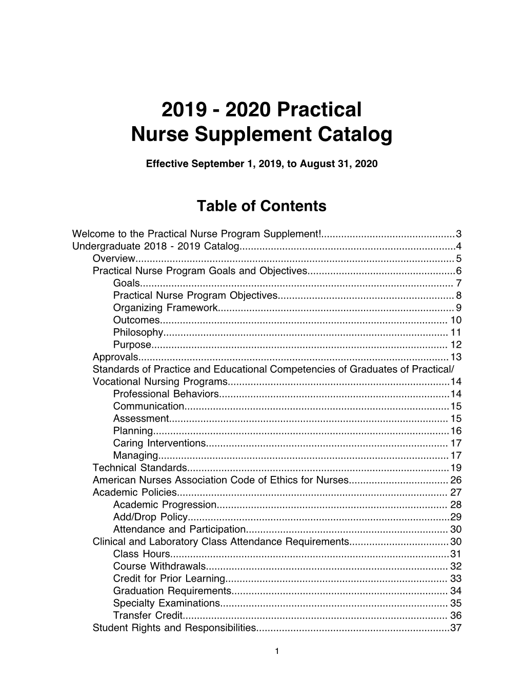 2019 - 2020 Practical Nurse Supplement Catalog