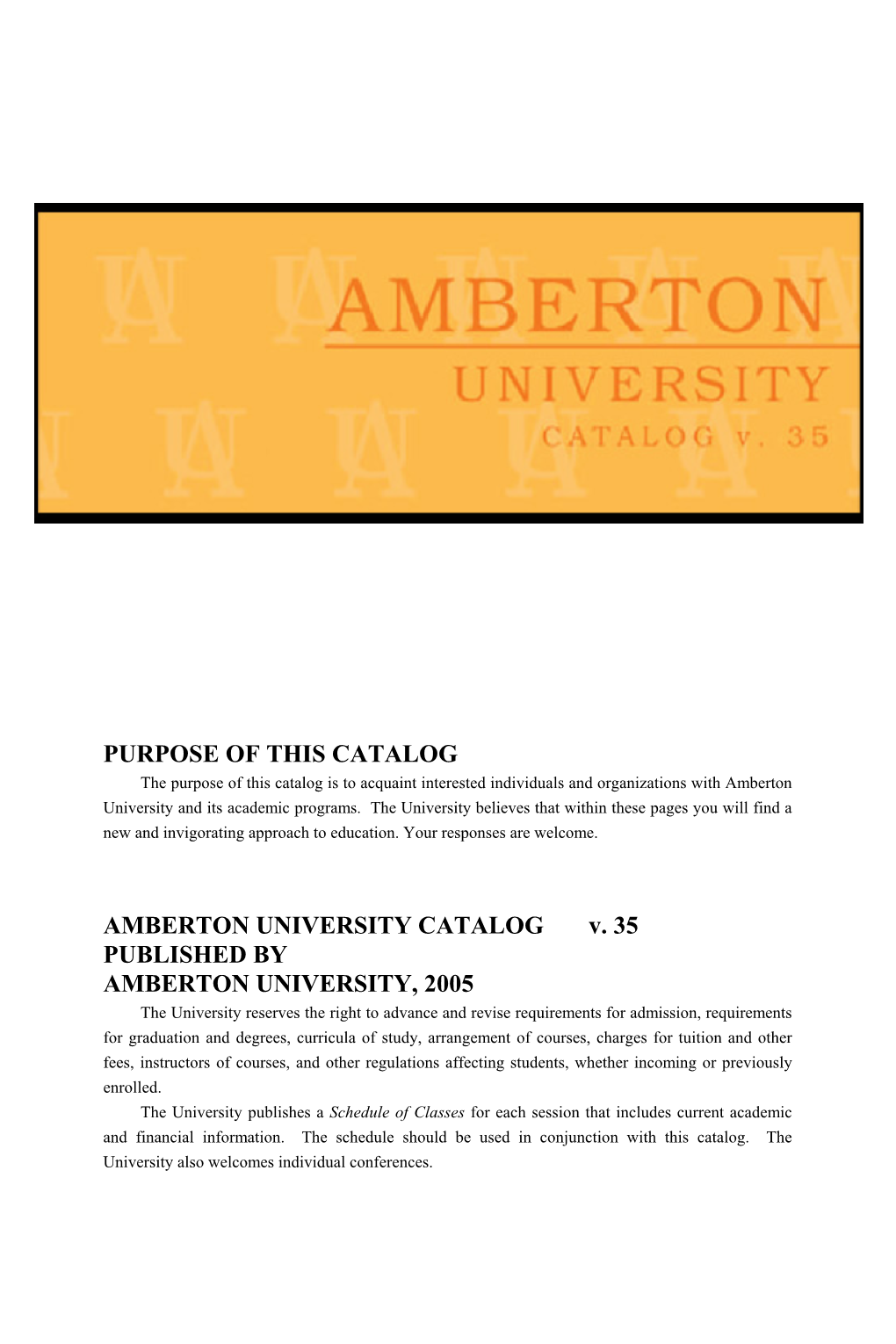 AMBERTON UNIVERSITY CATALOG V