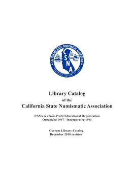 CSNA Library Catalog Listed by Author Revised August 14, 2003