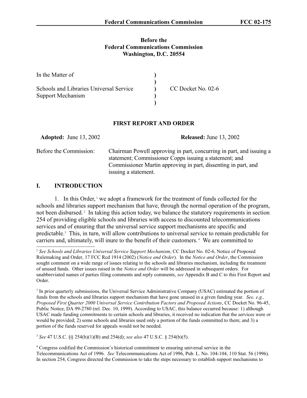 Federal Communications Commission FCC 02-175