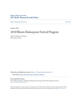 2010 Illinois Shakespeare Festival Program School of Theatre and Dance Illinois State University