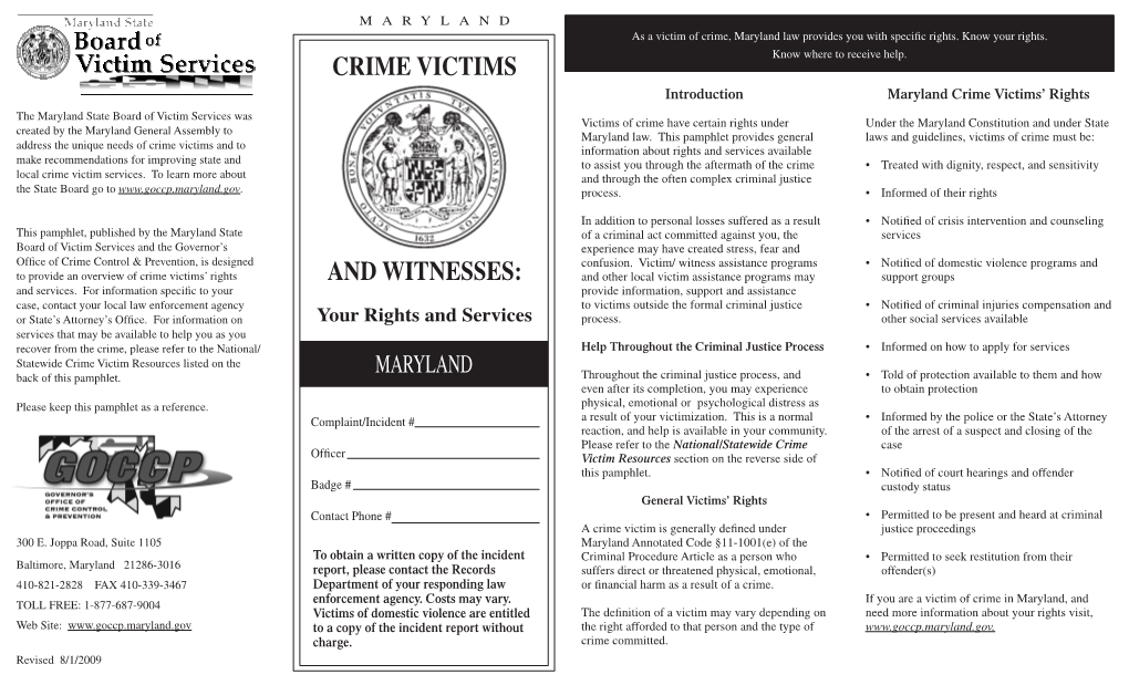 Crime Victims and Witnesses